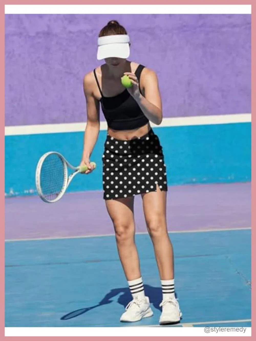 High Waisted Tennis Skort with Built-in Shorts, Pockets & Side Slit - Rayon